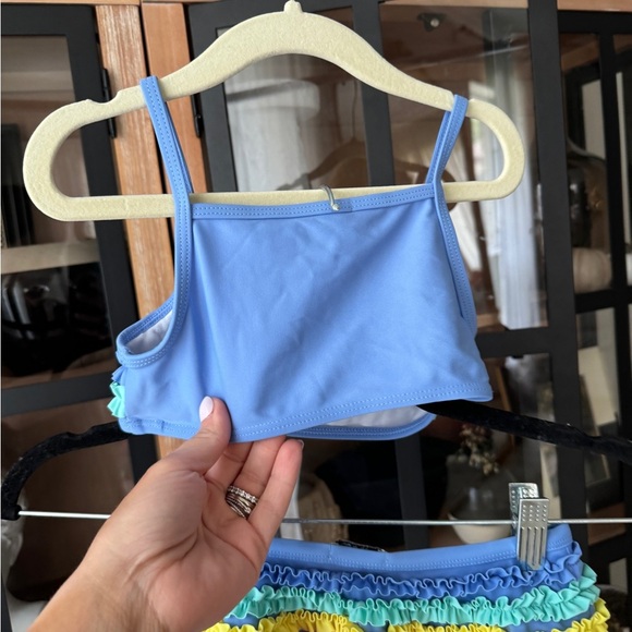 Flapdoodles bikini swimsuit set toddler girl ruffles colorful rainbow periwinkle - Picture 7 of 8